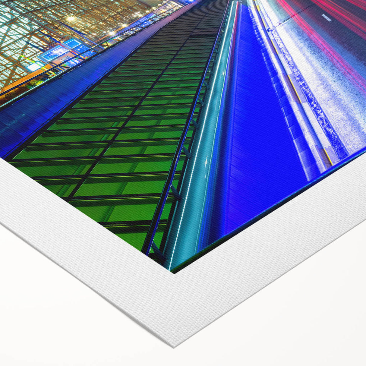 Art deco poster of a European Belgian landscape in muted earth tones on rolled canvas, suitable for dining room decor.