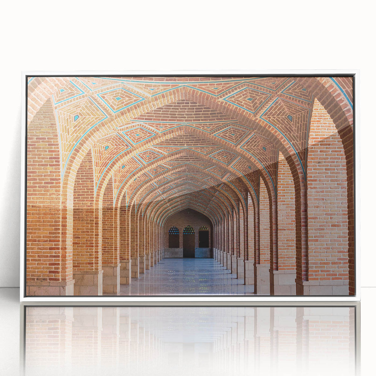 Acrylic print of a Middle Eastern scenery in art deco style, ideal for modern art wall decor.