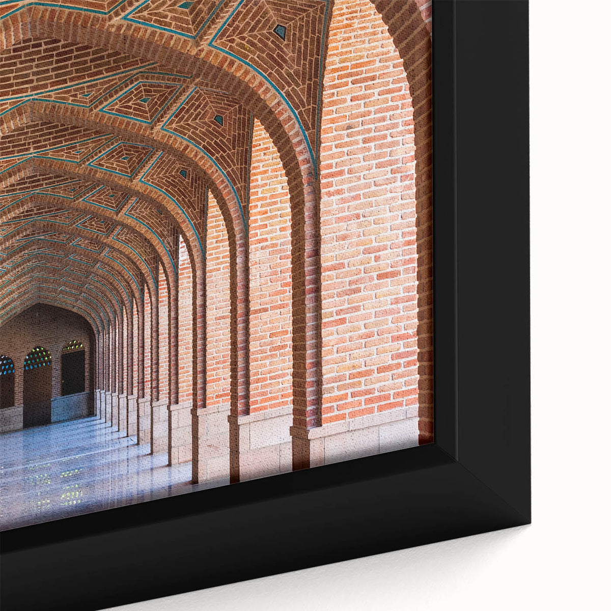 Extra large framed canvas featuring a textured, colorful Middle Eastern scenery, ideal for living room decor.