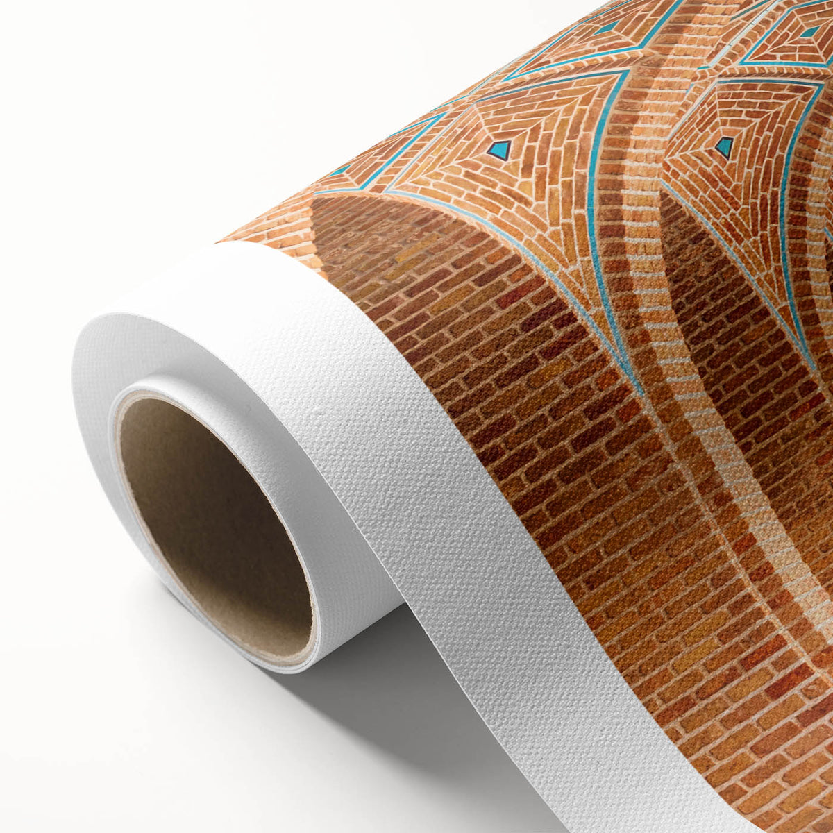 Art deco poster of a Middle Eastern scenery in muted earth tones on rolled canvas, ideal for nursery wall art.