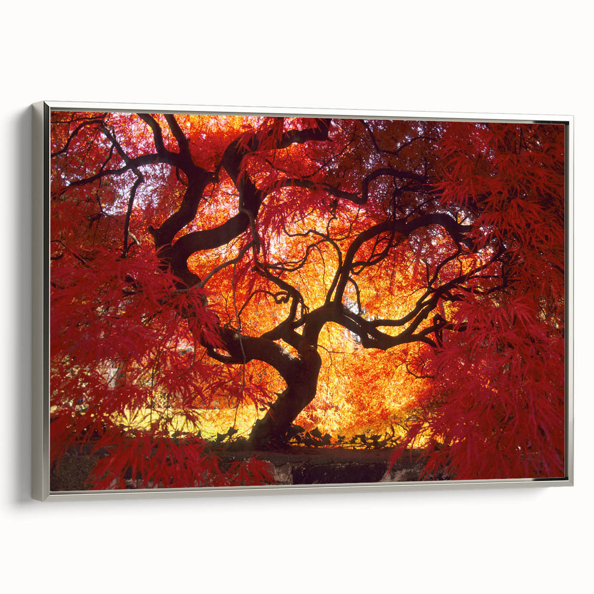 Framed canvas featuring a vintage-style landscape painting of Connecticut with colorful hues and black accents.