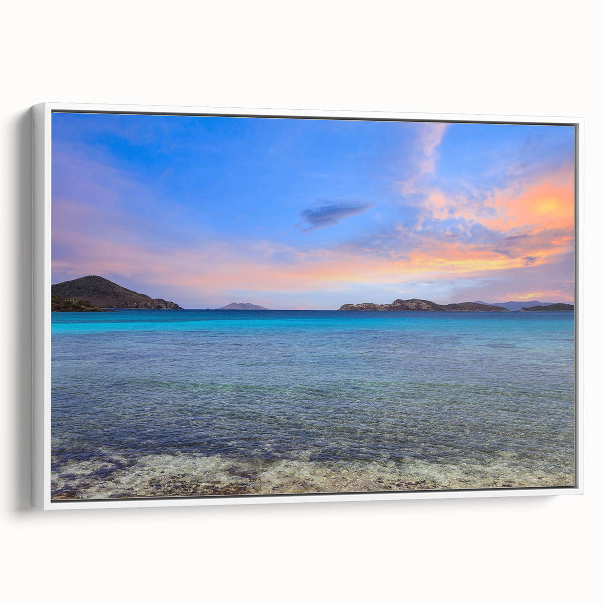 Vintage poster art of Charlotte skyline in vibrant colors on large framed canvas, ideal for living room decor.