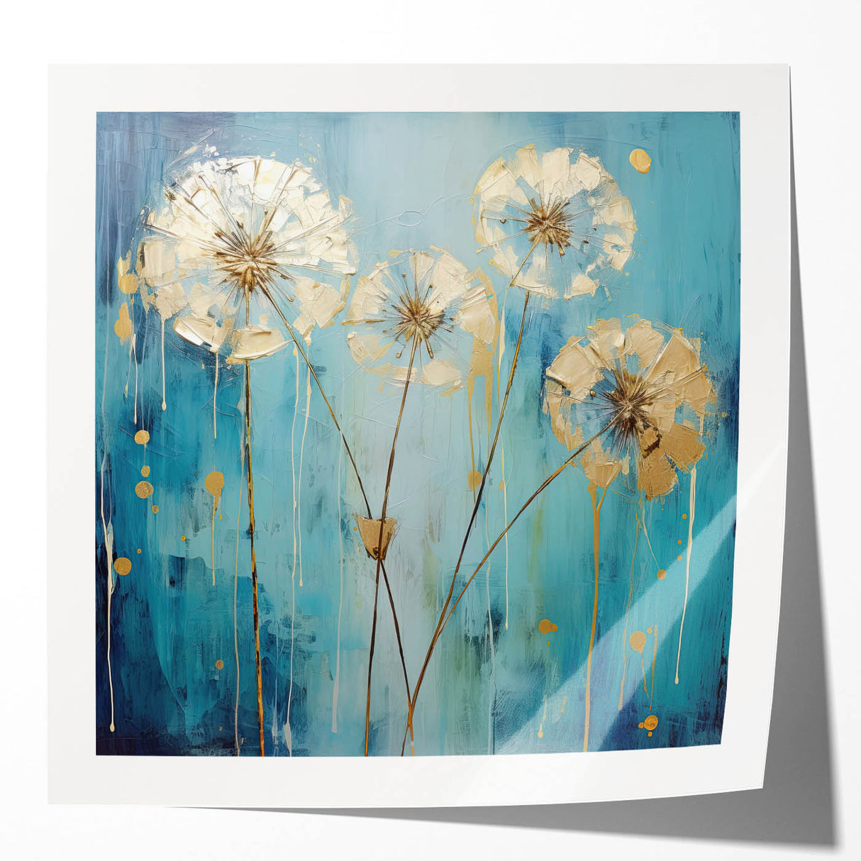 Glossy mockup featuring an abstract floral design on canvas, showcasing vibrant colors and intricate details, ideal for home decor or artistic displays.