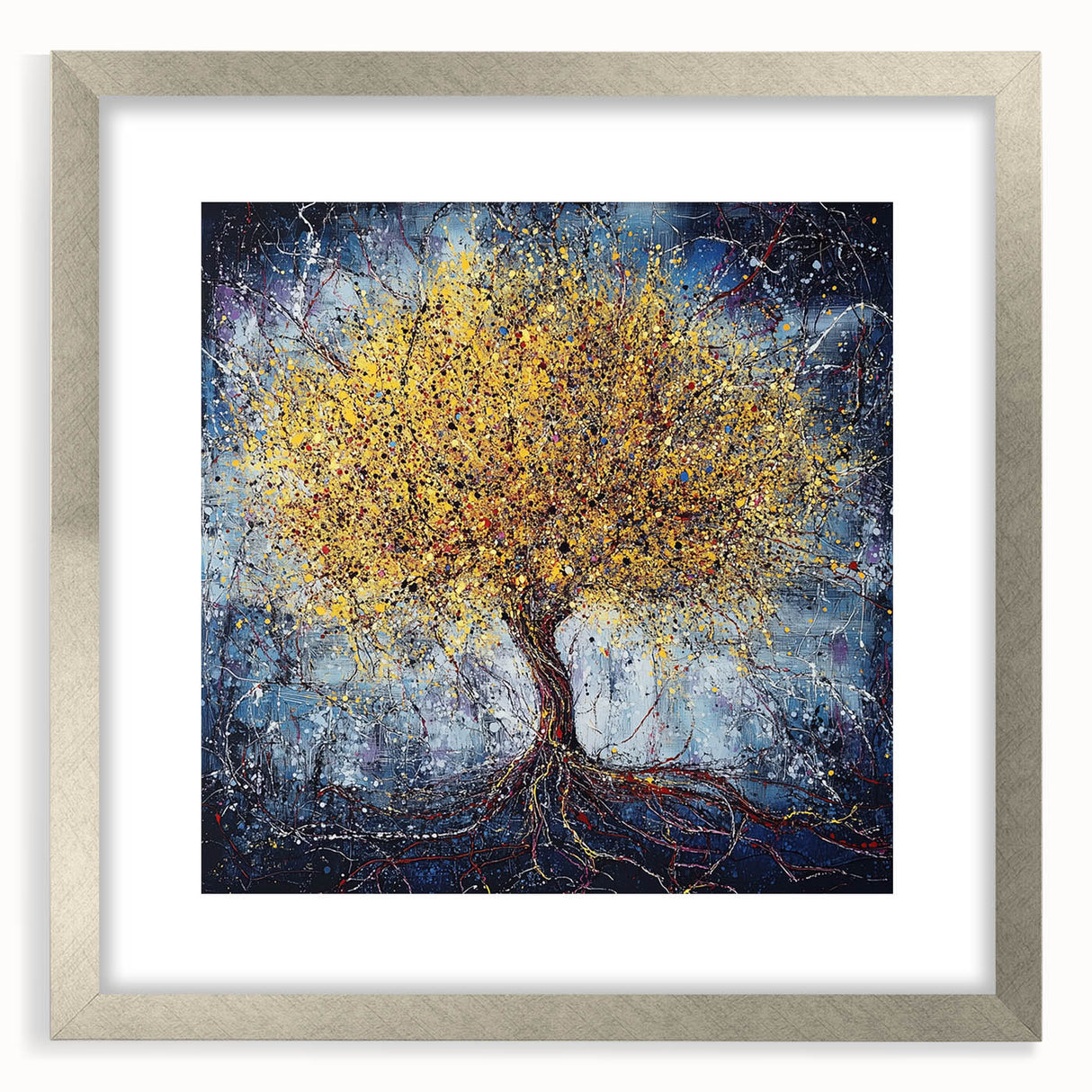 Abstract floral frame design in silver, showcasing intricate patterns and textures, perfect for modern home decor. Ideal for adding elegance to any room.