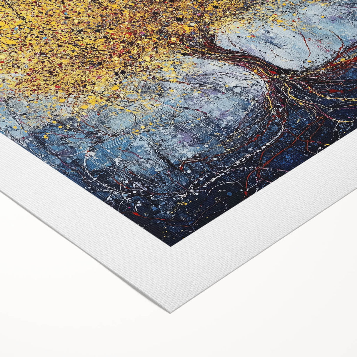 Abstract floral wall art on rolled canvas showcasing vibrant colors and intricate designs, ideal for home decor and artistic displays, protected in a sturdy tube.