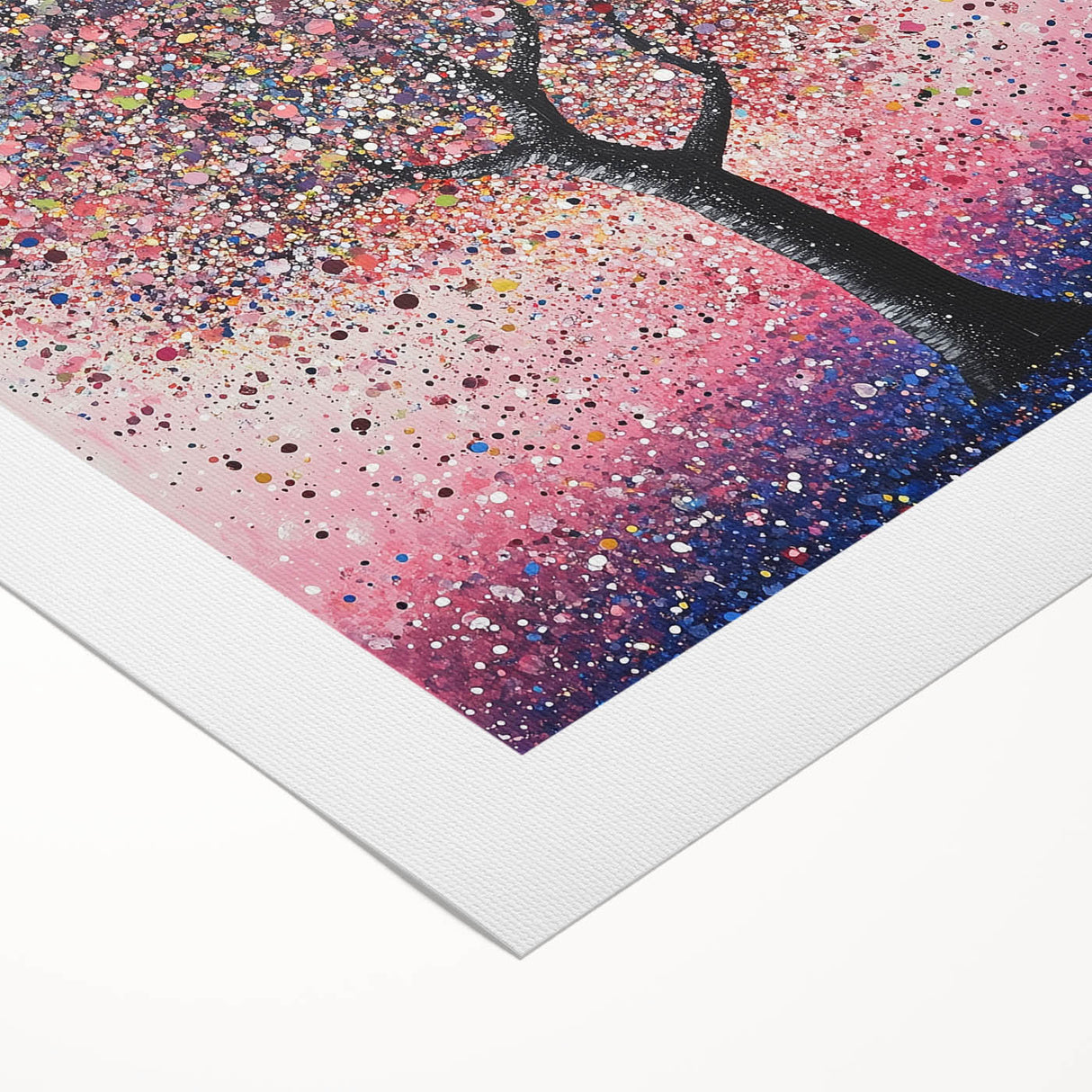 Abstract floral design on rolled canvas, showcasing vibrant colors and intricate patterns, ideal for modern home decor. Packaged securely in a sturdy tube for easy shipping.