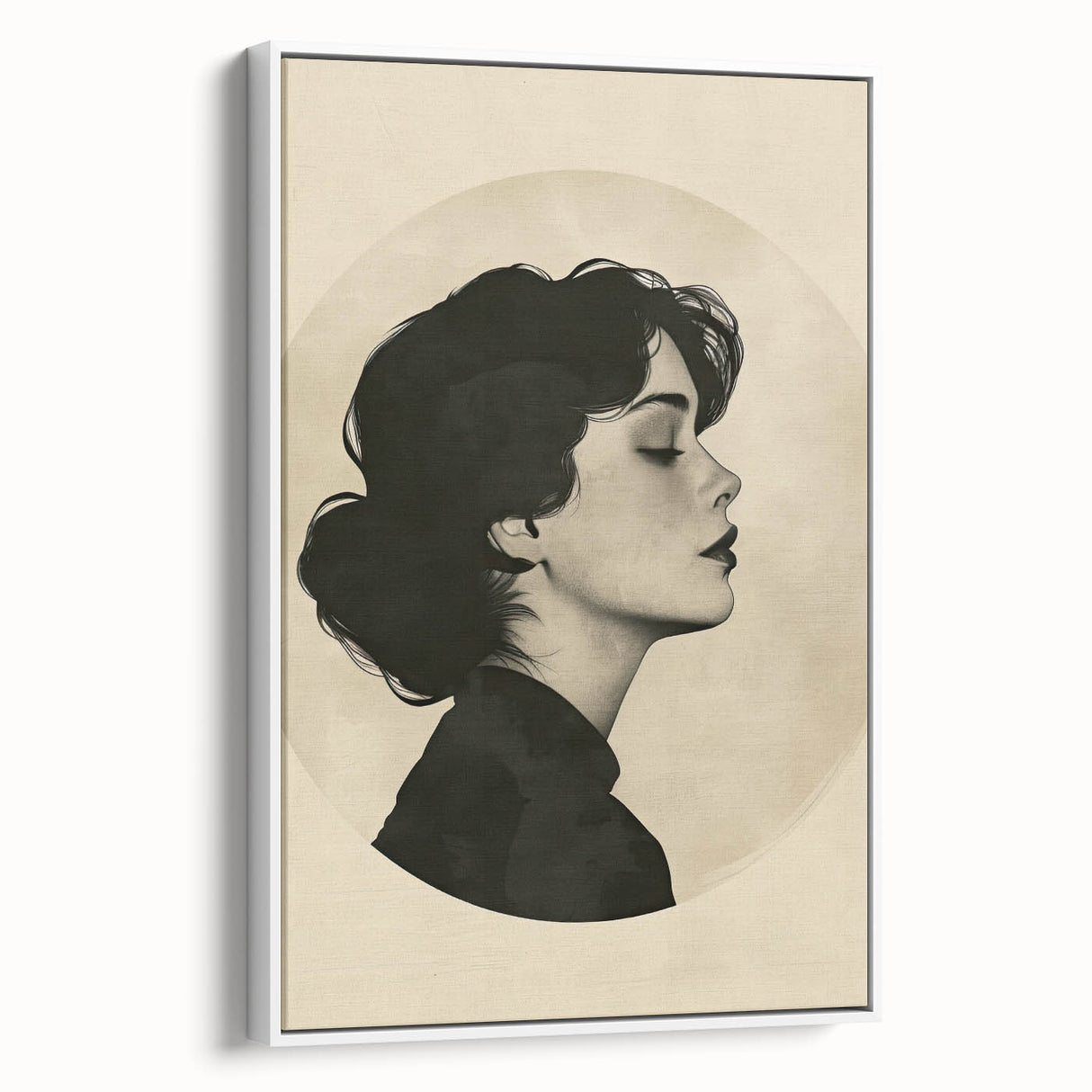 Framed abstract minimalist wall art in a sleek white frame, showcasing soft pastel colors and geometric shapes, ideal for modern home decor.