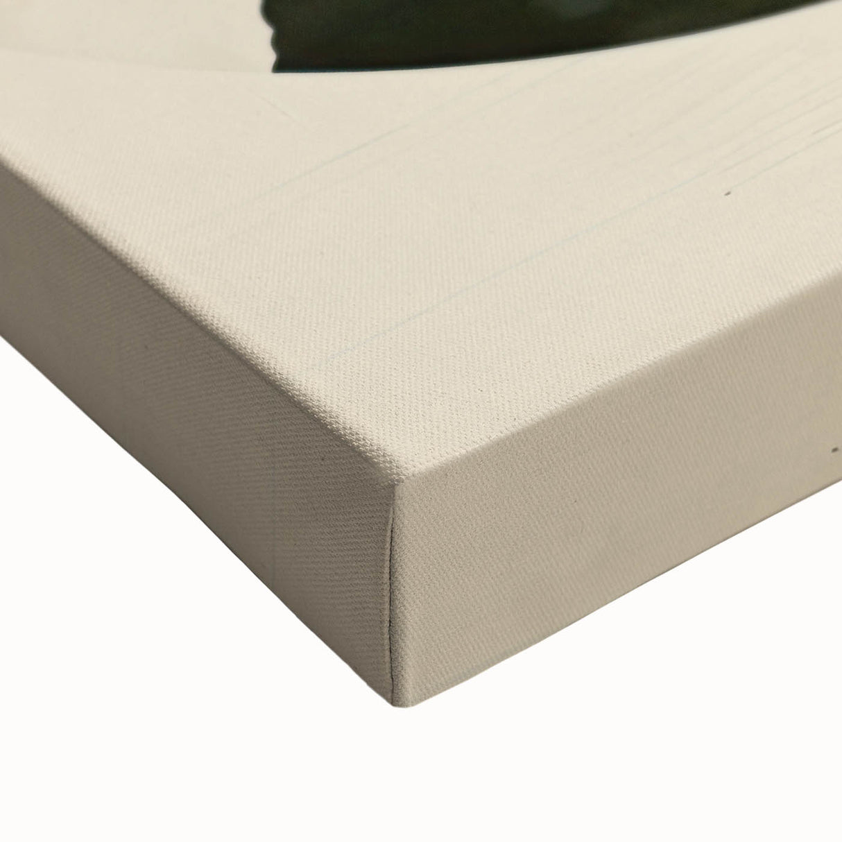 Close-up of a stretched canvas featuring abstract minimalist wall art with soft pastel colors and geometric shapes, ideal for modern home decor, enhancing any living space.