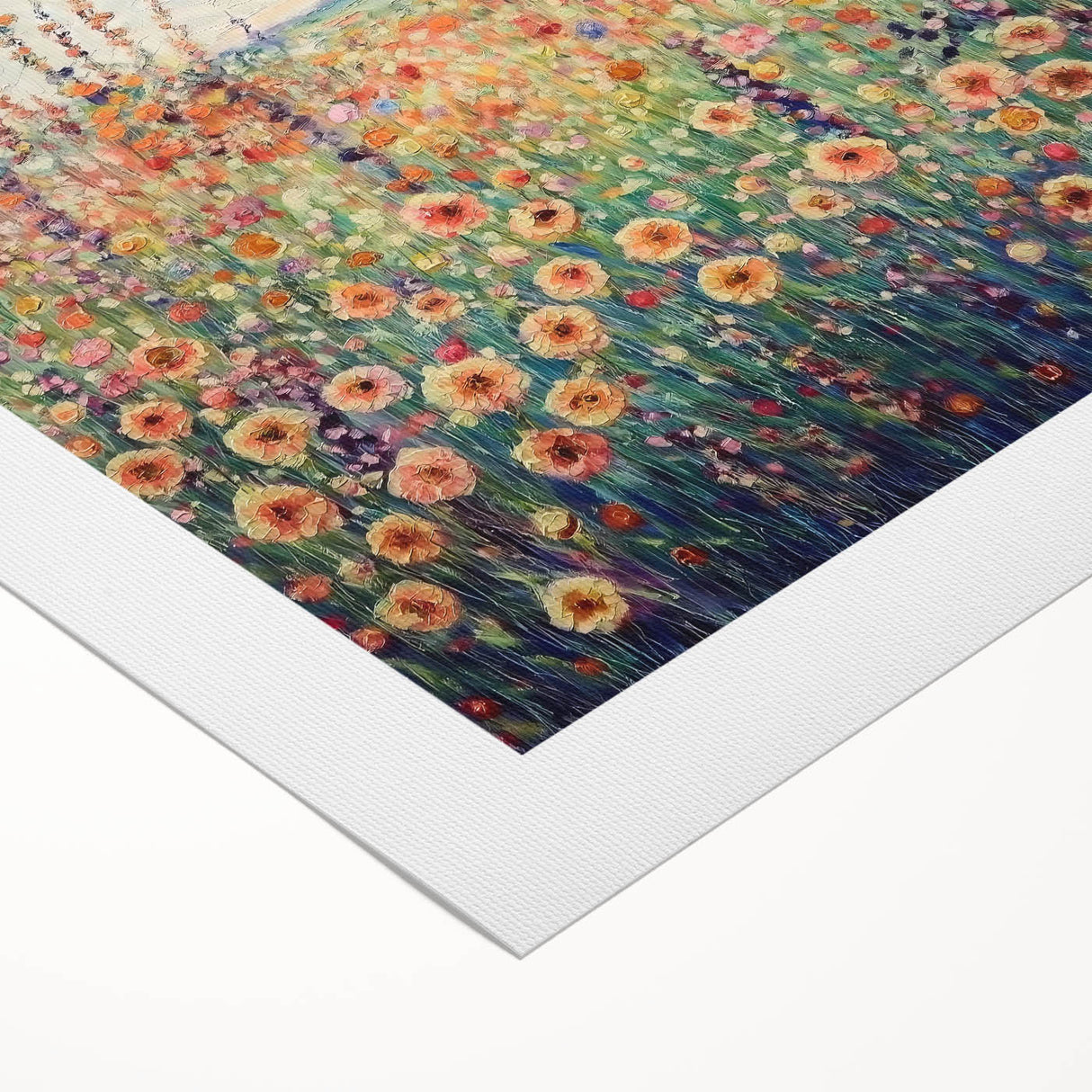 Abstract floral design on rolled canvas showcasing vibrant colors and intricate patterns, perfect for modern home decor. Packaged securely in a sturdy tube for shipping.
