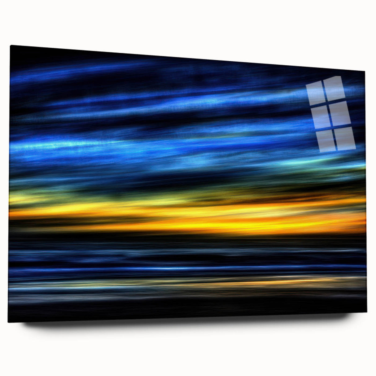 Electric Sunset Wall Art – Abstract Blue and Yellow Motion Print