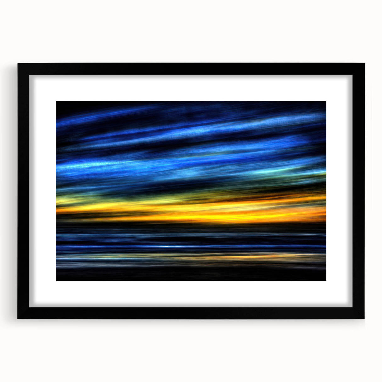 Electric Sunset Wall Art – Abstract Blue and Yellow Motion Print