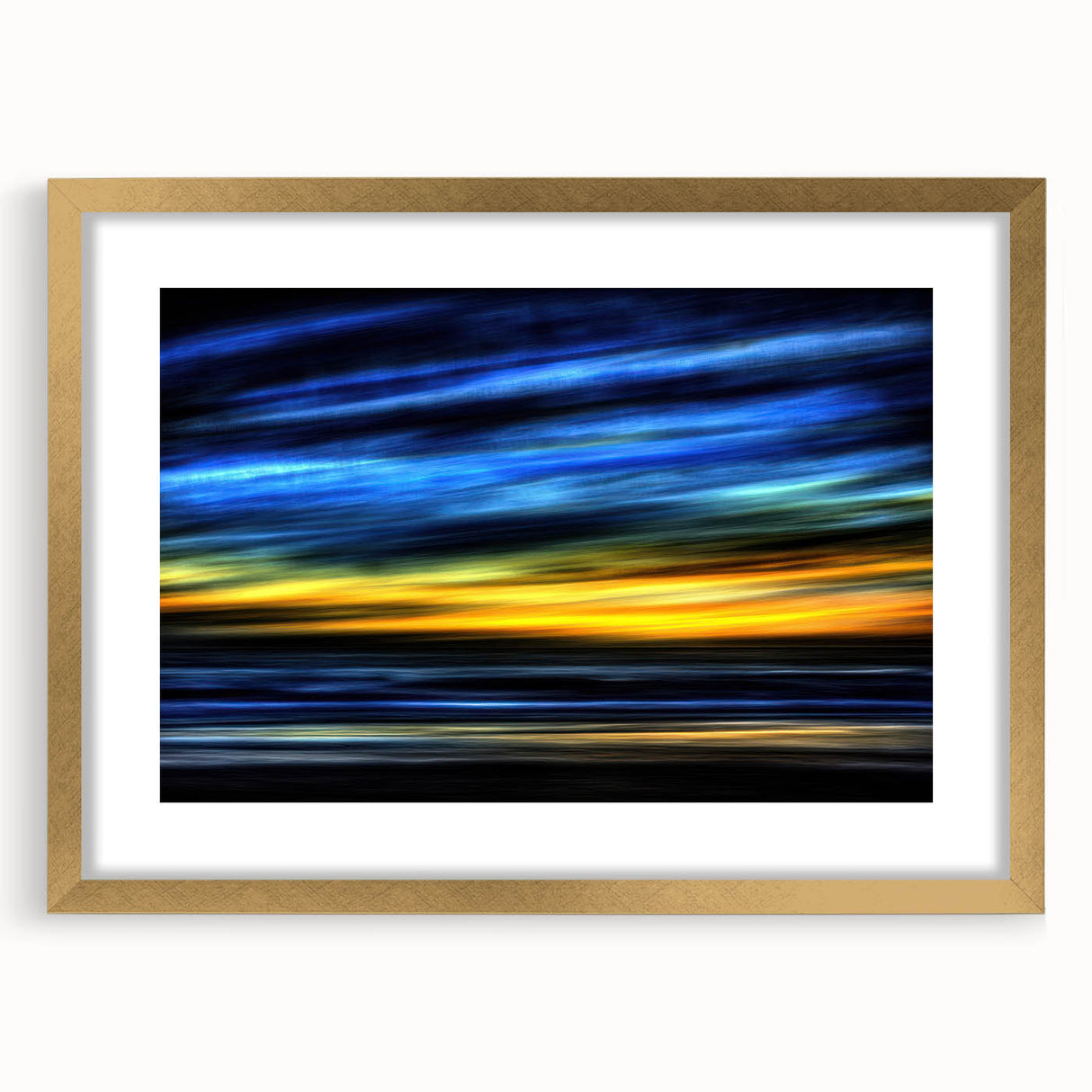 Electric Sunset Wall Art – Abstract Blue and Yellow Motion Print