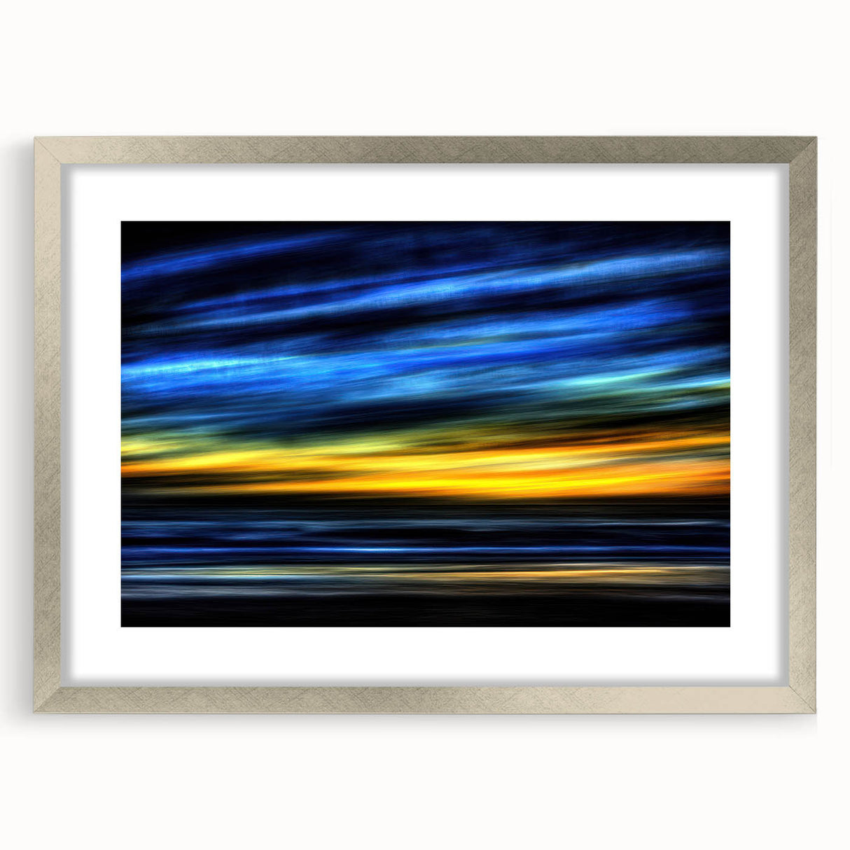 Electric Sunset Wall Art – Abstract Blue and Yellow Motion Print
