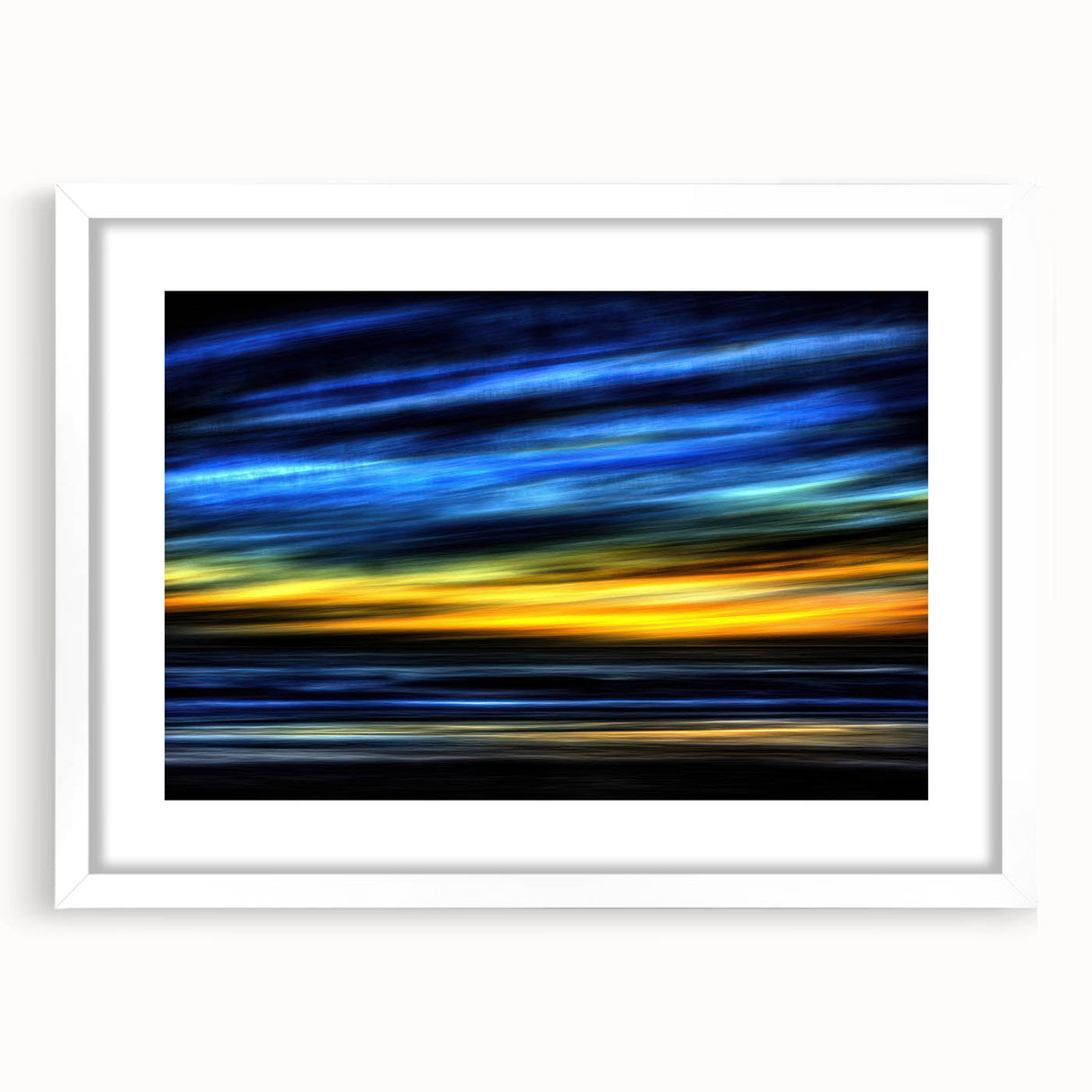 Electric Sunset Wall Art – Abstract Blue and Yellow Motion Print