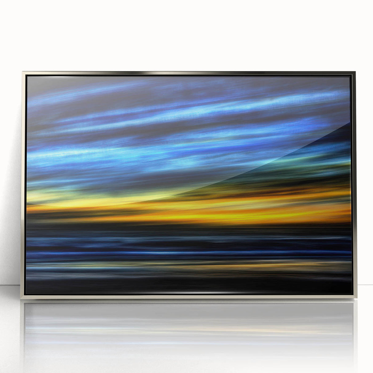 Electric Sunset Wall Art – Abstract Blue and Yellow Motion Print