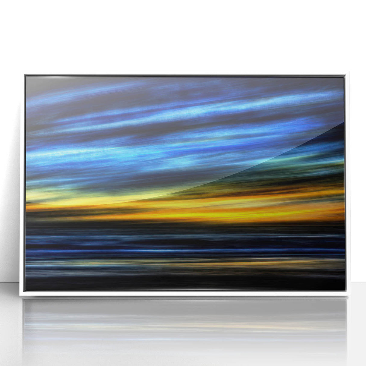Electric Sunset Wall Art – Abstract Blue and Yellow Motion Print