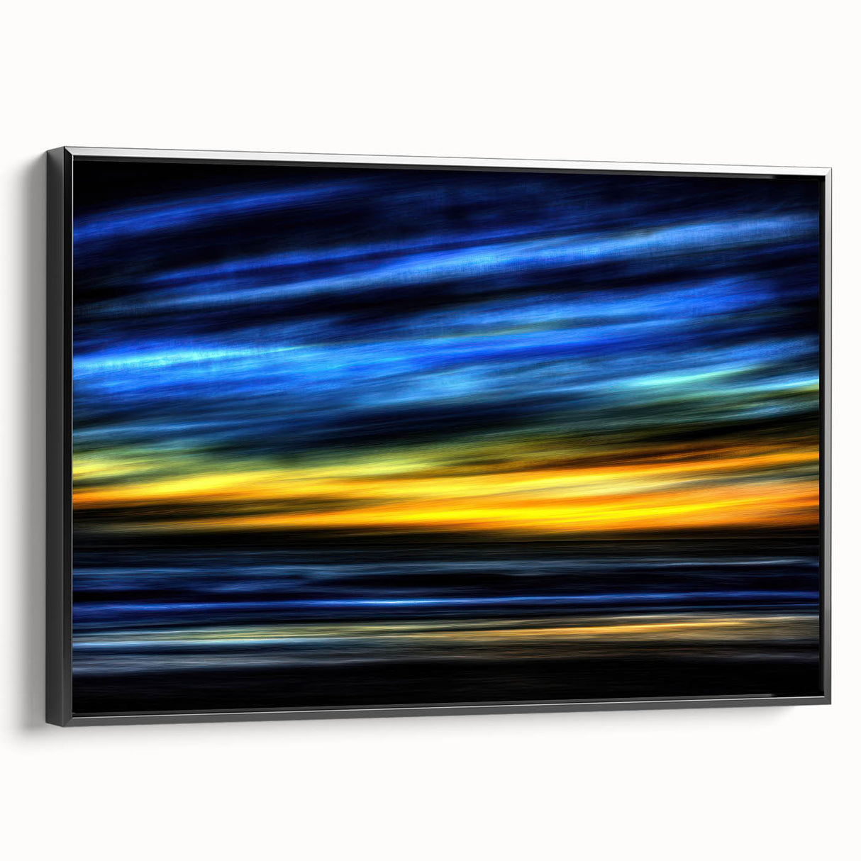 Electric Sunset Wall Art – Abstract Blue and Yellow Motion Print