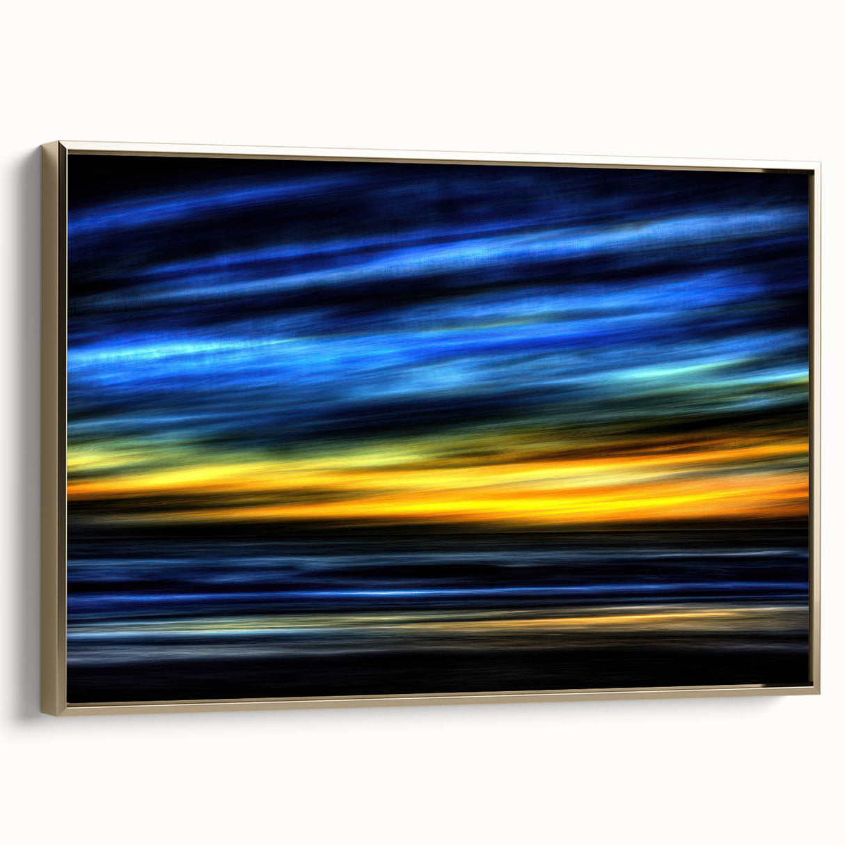 Electric Sunset Wall Art – Abstract Blue and Yellow Motion Print