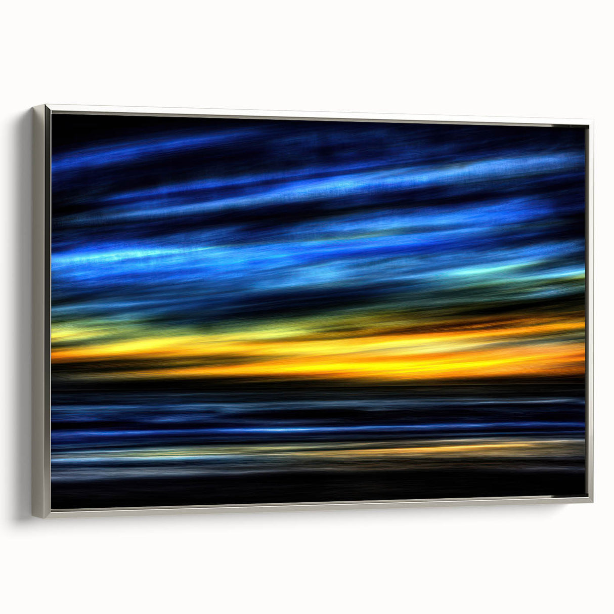 Electric Sunset Wall Art – Abstract Blue and Yellow Motion Print
