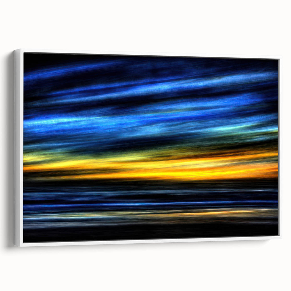 Electric Sunset Wall Art – Abstract Blue and Yellow Motion Print