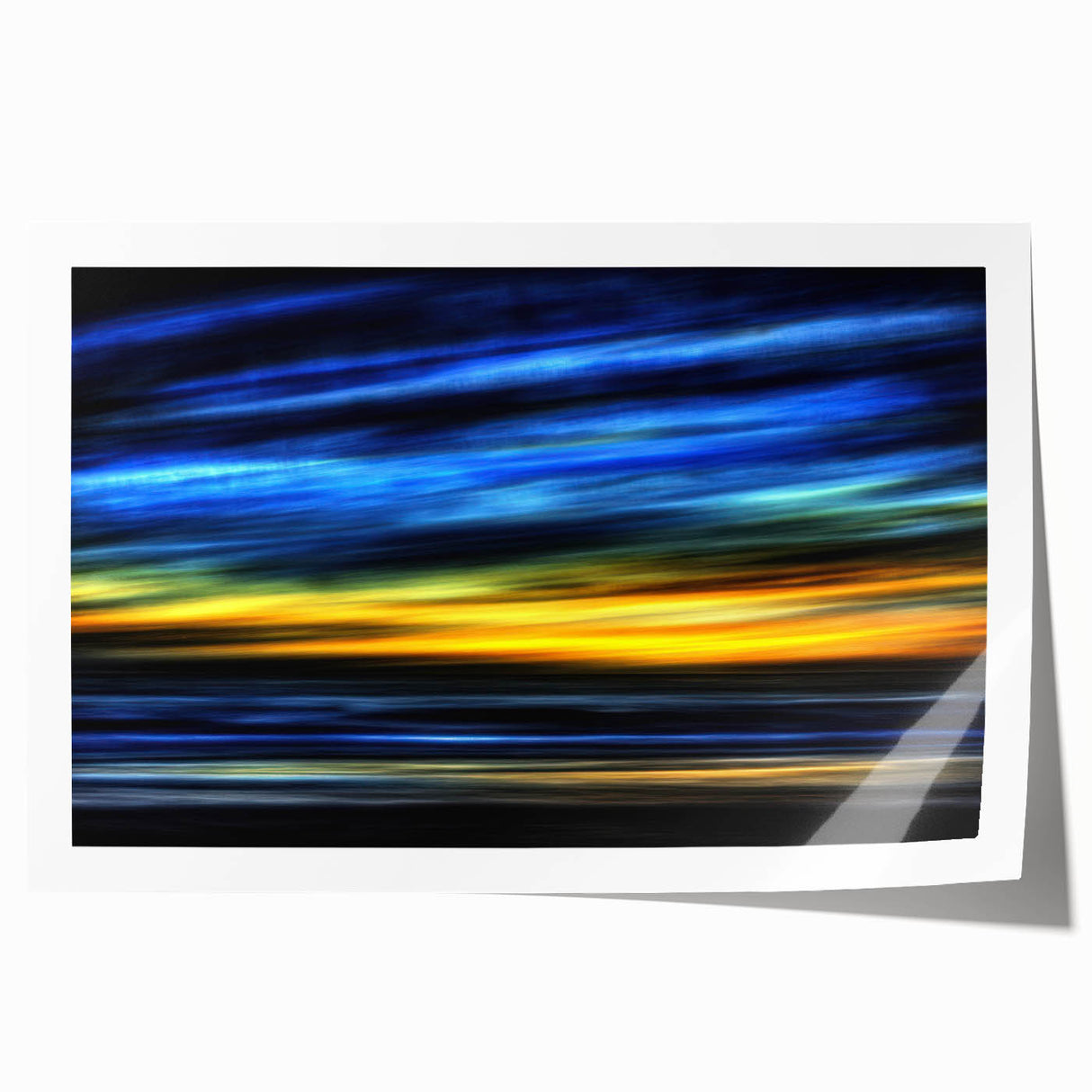 Electric Sunset Wall Art – Abstract Blue and Yellow Motion Print