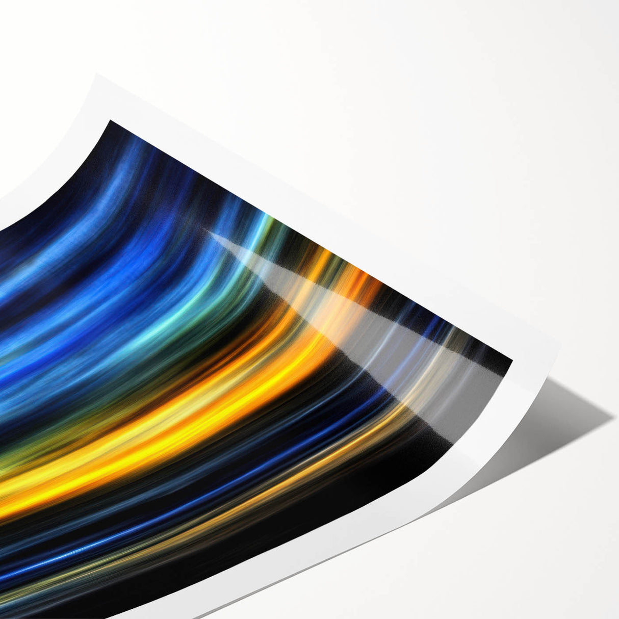 Electric Sunset Wall Art – Abstract Blue and Yellow Motion Print