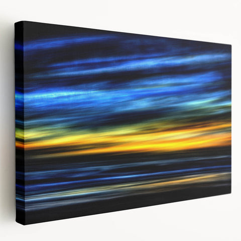 Electric Sunset Wall Art – Abstract Blue and Yellow Motion Print
