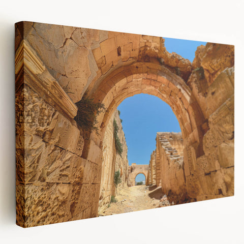 Large art depicting an Ethiopian landscape on stretched canvas, featuring earthy tones, ideal for kitchen wall art.