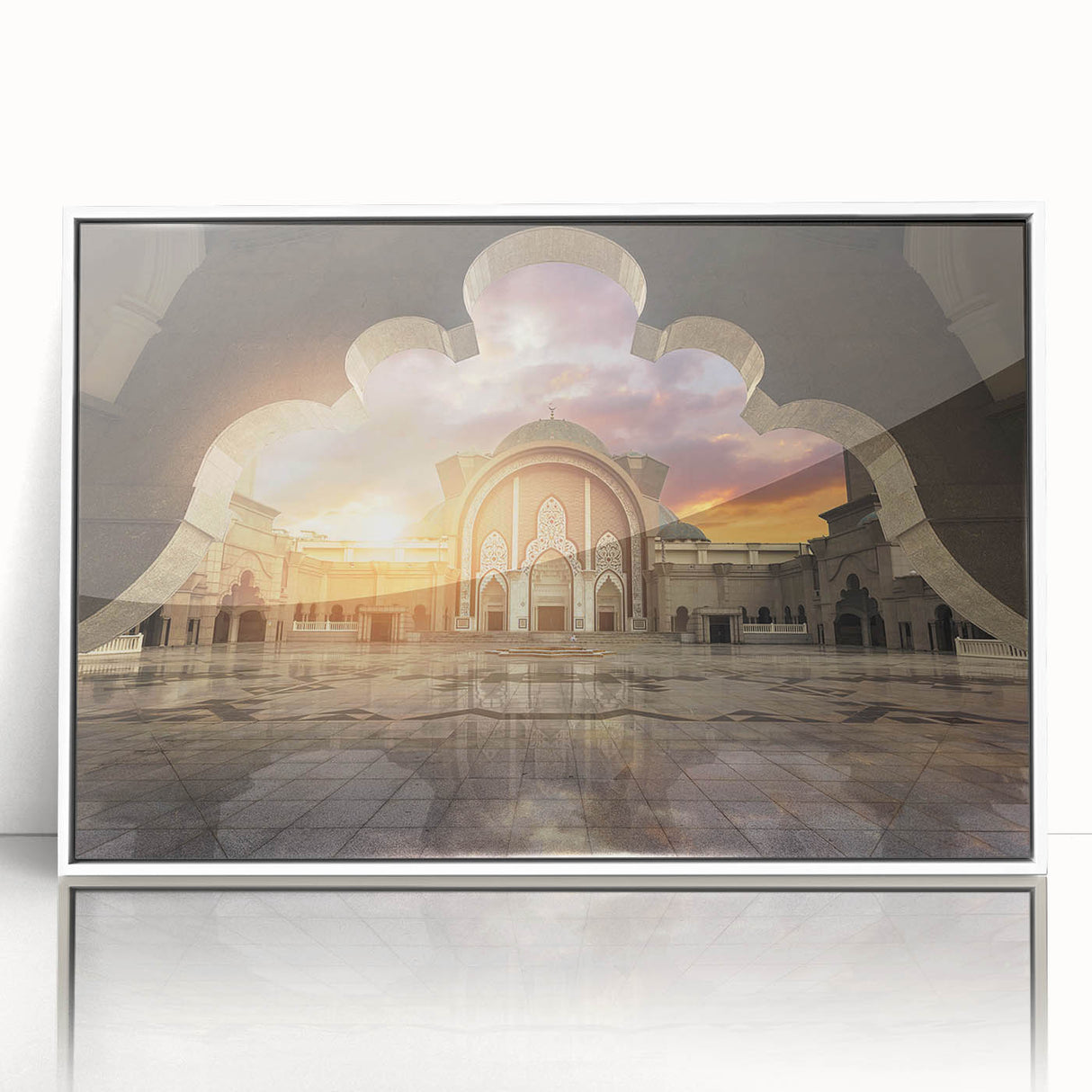 Art deco poster of a Malaysian landscape in muted pastels on framed acrylic, suitable for modern nursery decor.