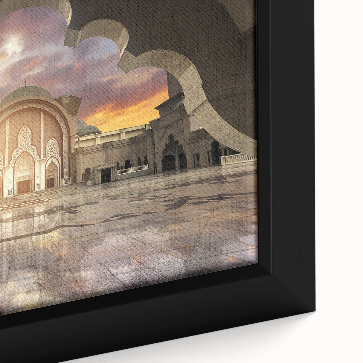 Extra large framed canvas featuring a textured depiction of a Malaysian landscape in vibrant colors.