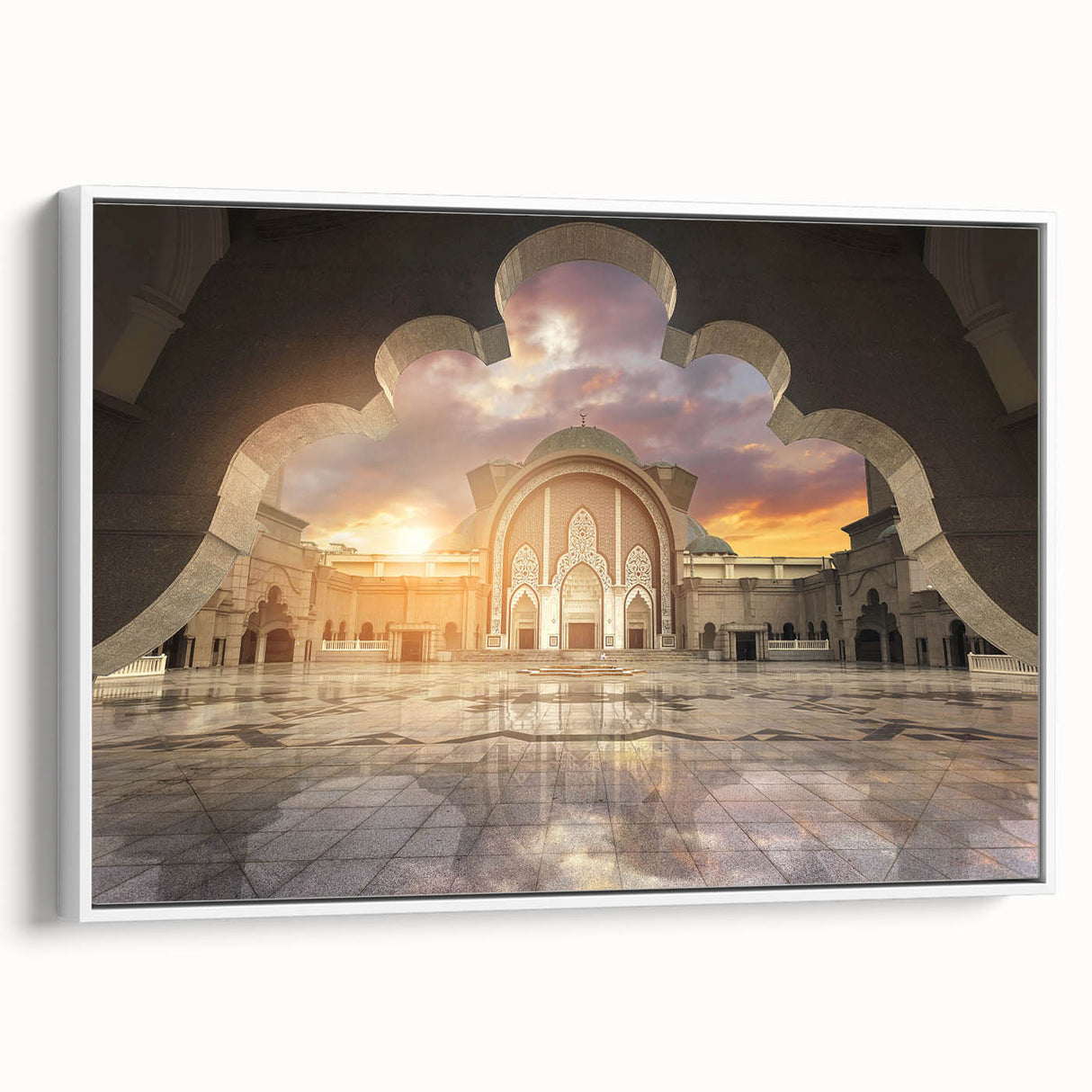 Vintage poster art depicting a Malaysian landscape on extra-large framed canvas, blending colorful art with black accents.