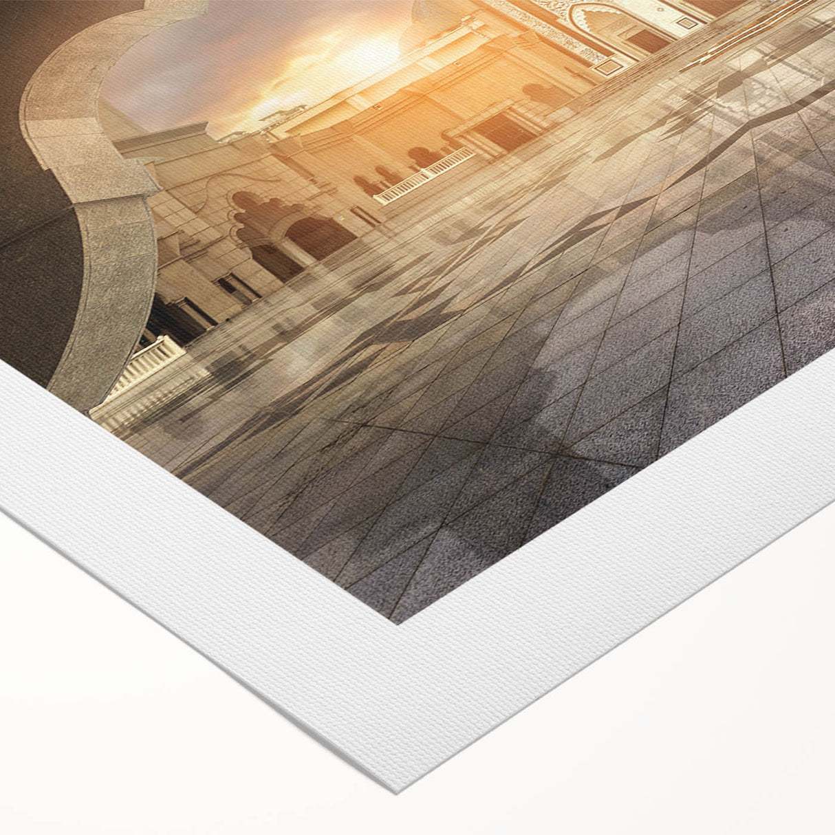 Art deco poster of a Malaysian landscape in muted green and blue tones on rolled canvas, suitable for dining room decor.