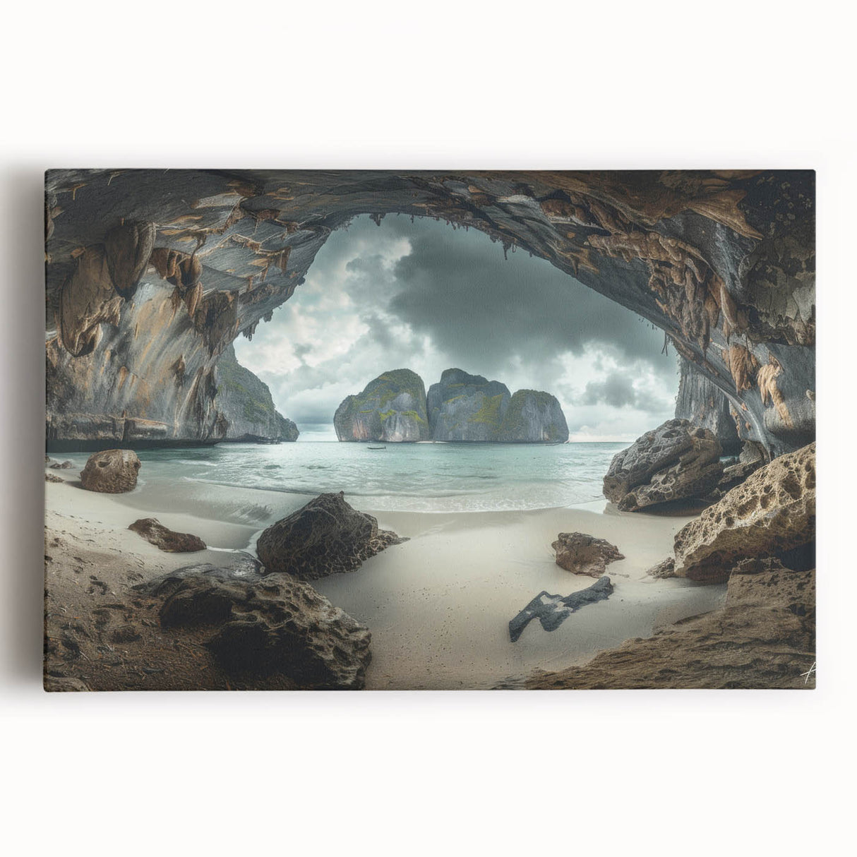 Large black and white canvas print of a Thai landscape, ideal for kitchen wall art.