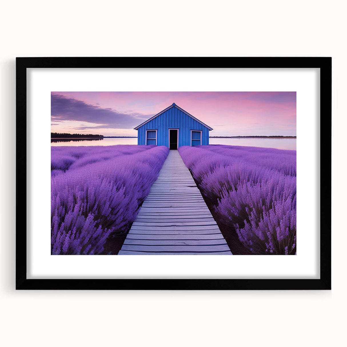 Extra large abstract art print of Perth scenery in colorful, textured style on a black framed canvas.