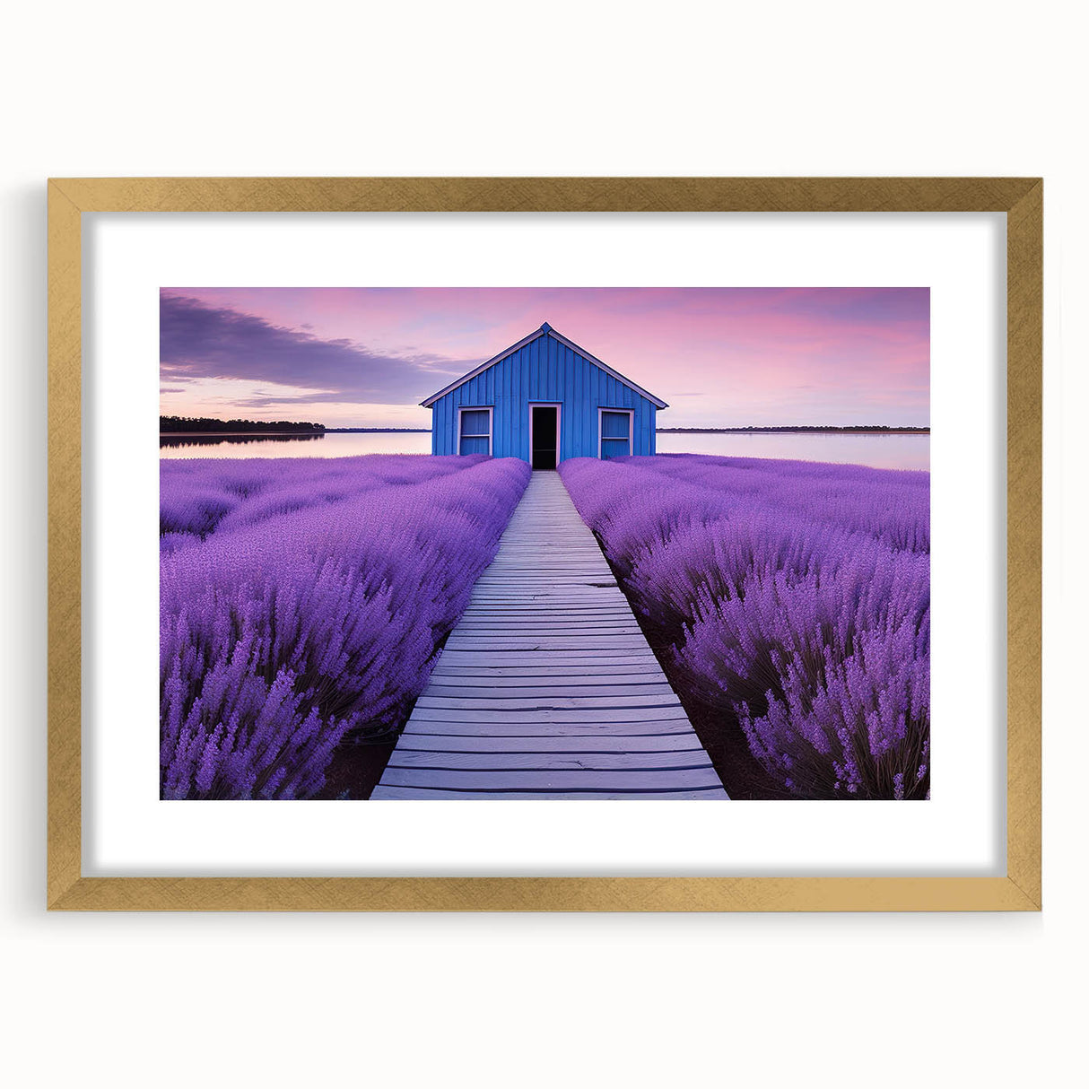 Textured abstract art print of Perth skyline in muted gold and blue tones on a framed canvas, ideal for bedroom art.