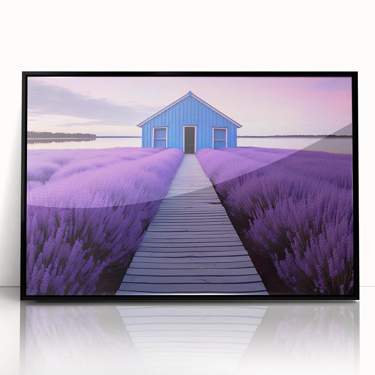 Large abstract wall art of Perth skyline in muted gray and blue tones on a framed acrylic.