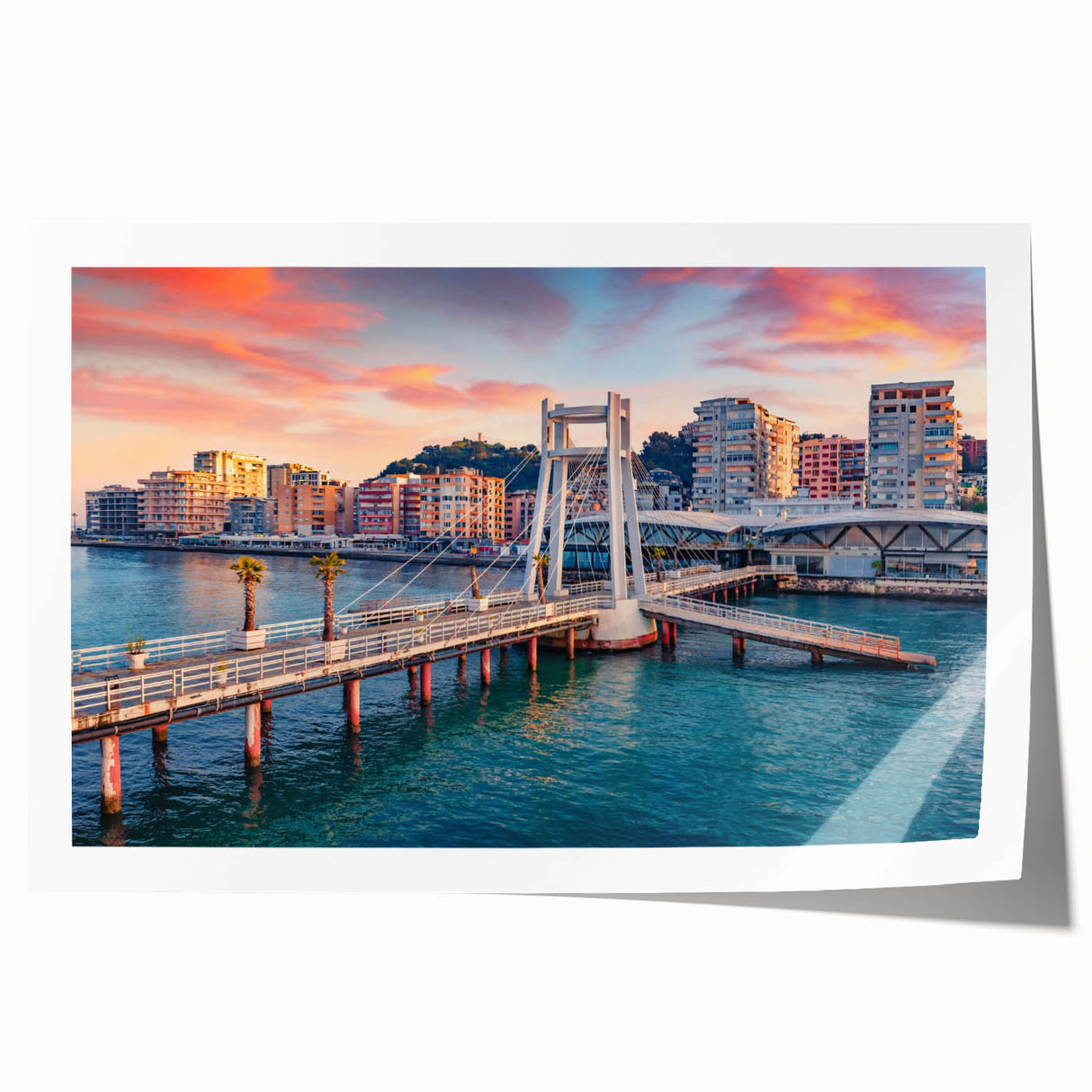 Extra large rolled print of a serene Albanian landscape with vibrant greenery and subtle floral elements.