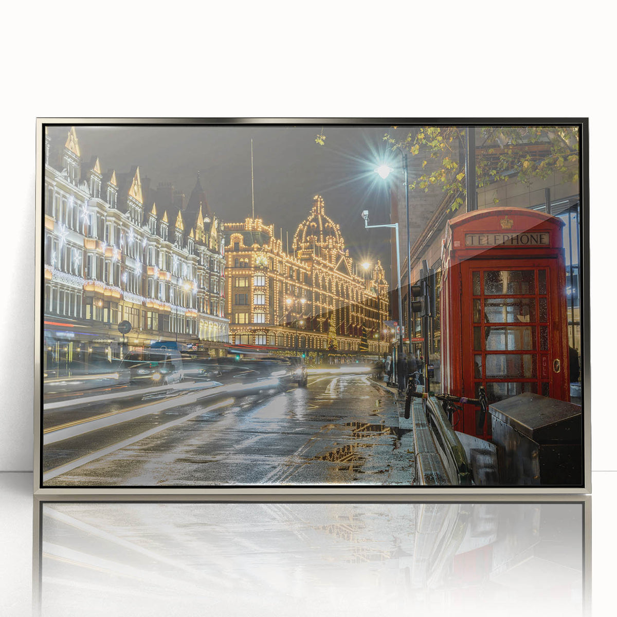 Large art print of London scenery in muted colors on framed acrylic, ideal for modern art wall decor.