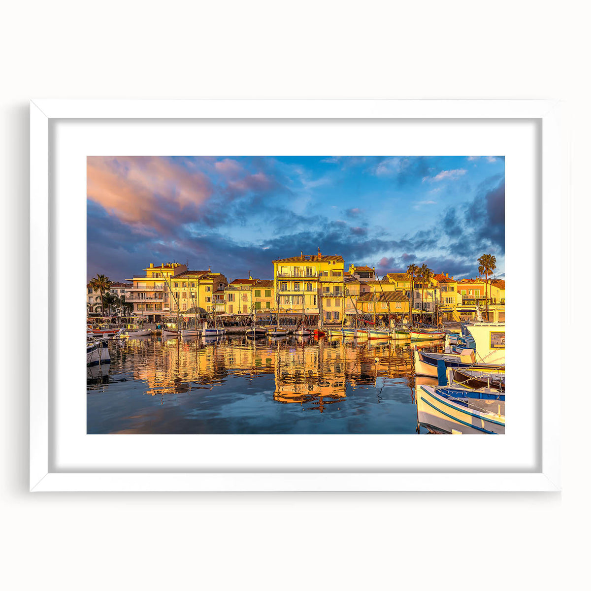 Textured abstract art print depicting a serene South France landscape in muted earth tones on a framed white mat.