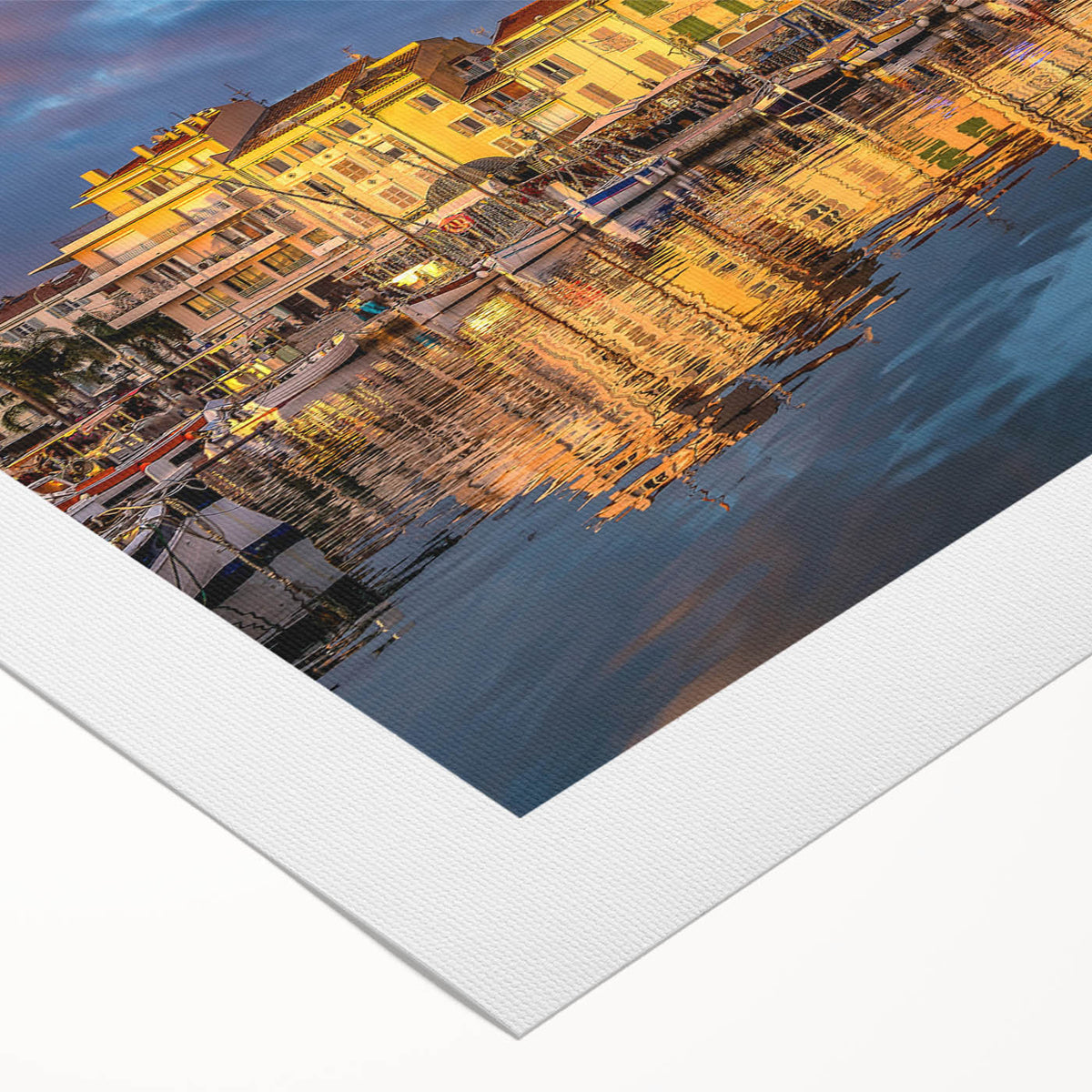 Art deco poster of a South France scenery in pastel hues on rolled canvas, suitable for dining room wall art.