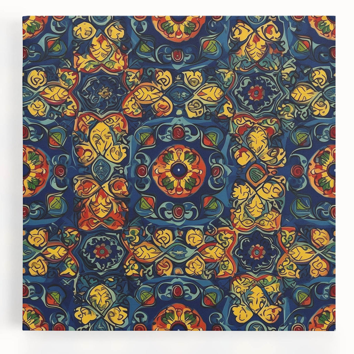 Large black and white stretched canvas of Oaxaca scenery, suitable as kitchen art.