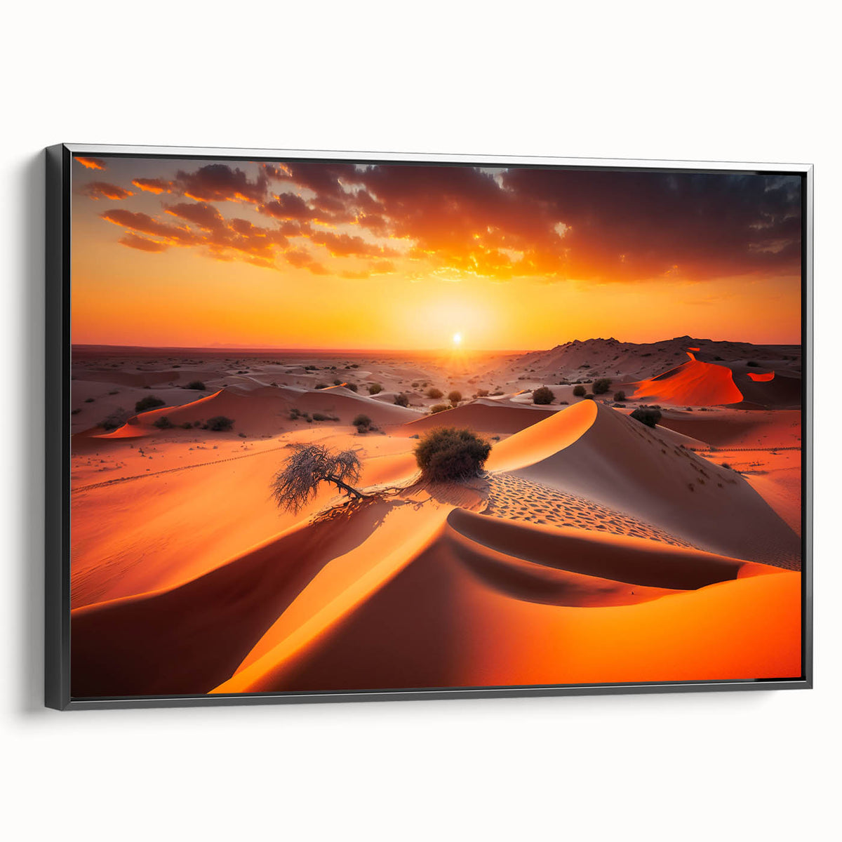 Black and white framed canvas of Abu Dhabi landscape, ideal for bedroom wall art with a vintage poster style.