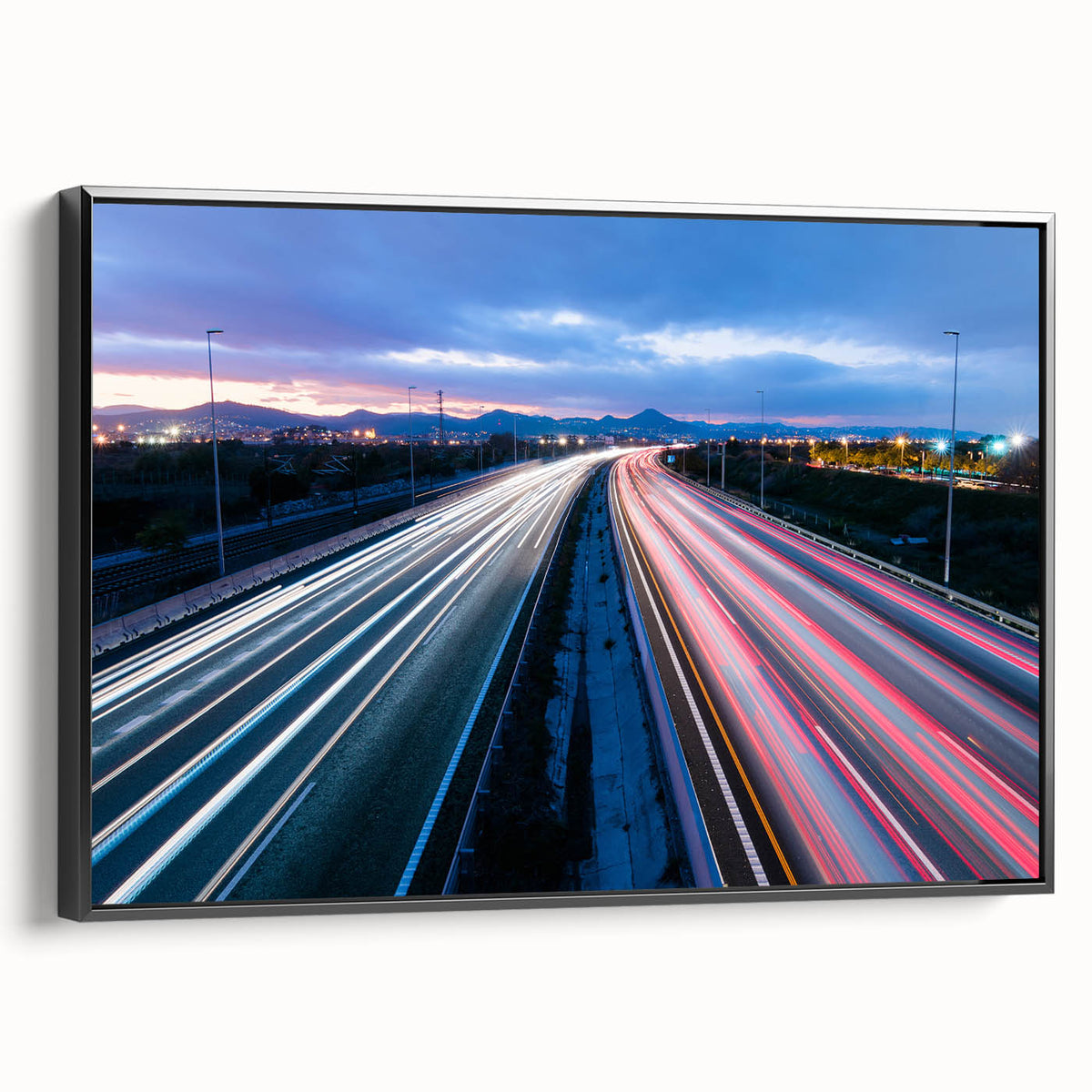 Black and white framed canvas depicting a vintage Connecticut landscape, ideal for bedroom wall decor.