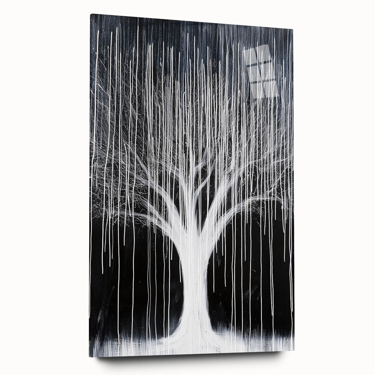 Abstract floral acrylic wall art displayed in a side view, showcasing vibrant colors and intricate patterns on clear glass, perfect for modern decor.