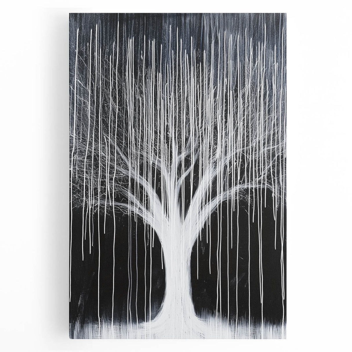 Abstract floral stretched canvas artwork showcasing vibrant colors like deep blues, greens, and soft pinks, ideal for modern home decor and artistic expression. The design features intricate floral patterns that add a touch of elegance and creativity to any space.