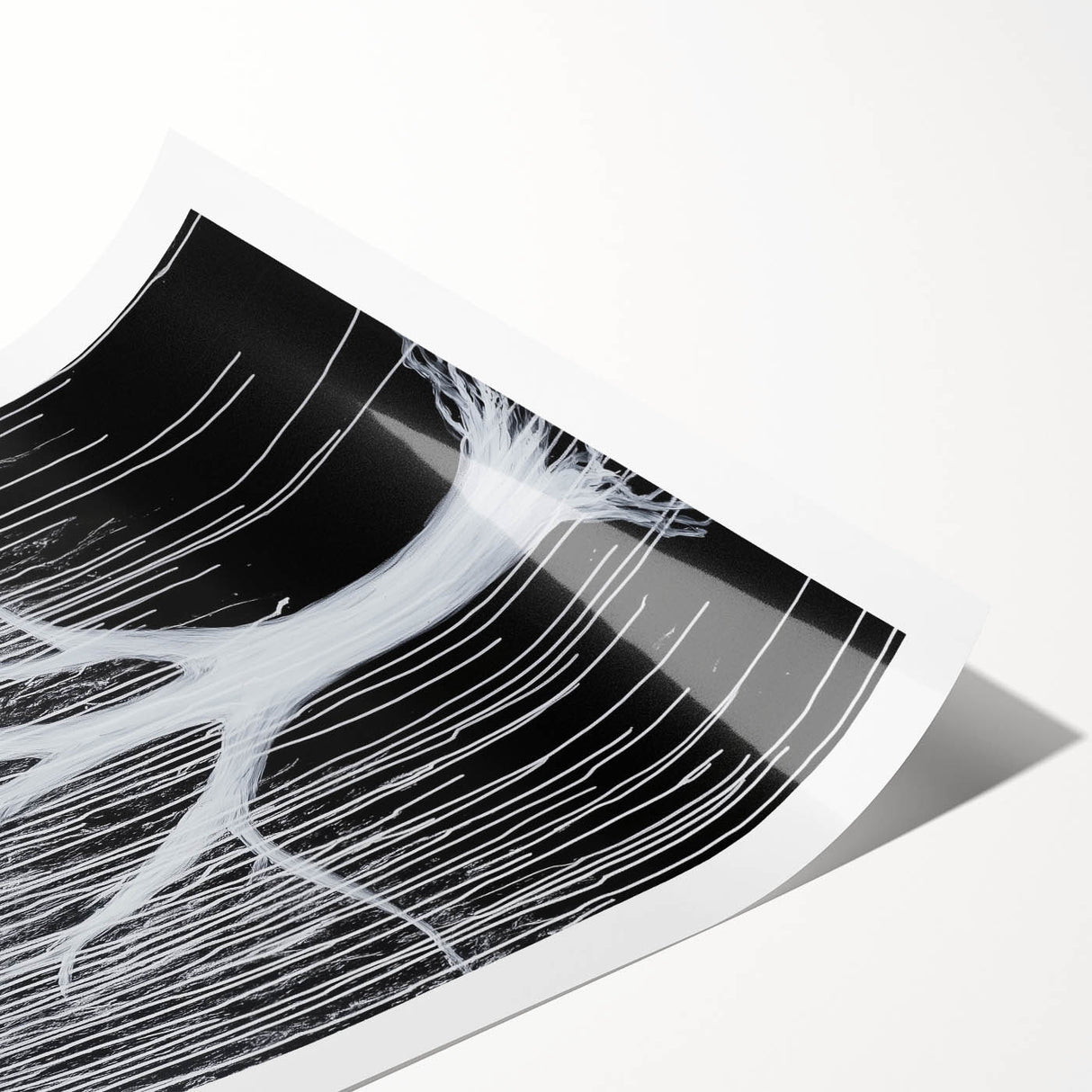 Vibrant abstract floral rolled print showcasing a colorful design with intricate details, elegantly packaged in a protective cardboard tube for art enthusiasts.