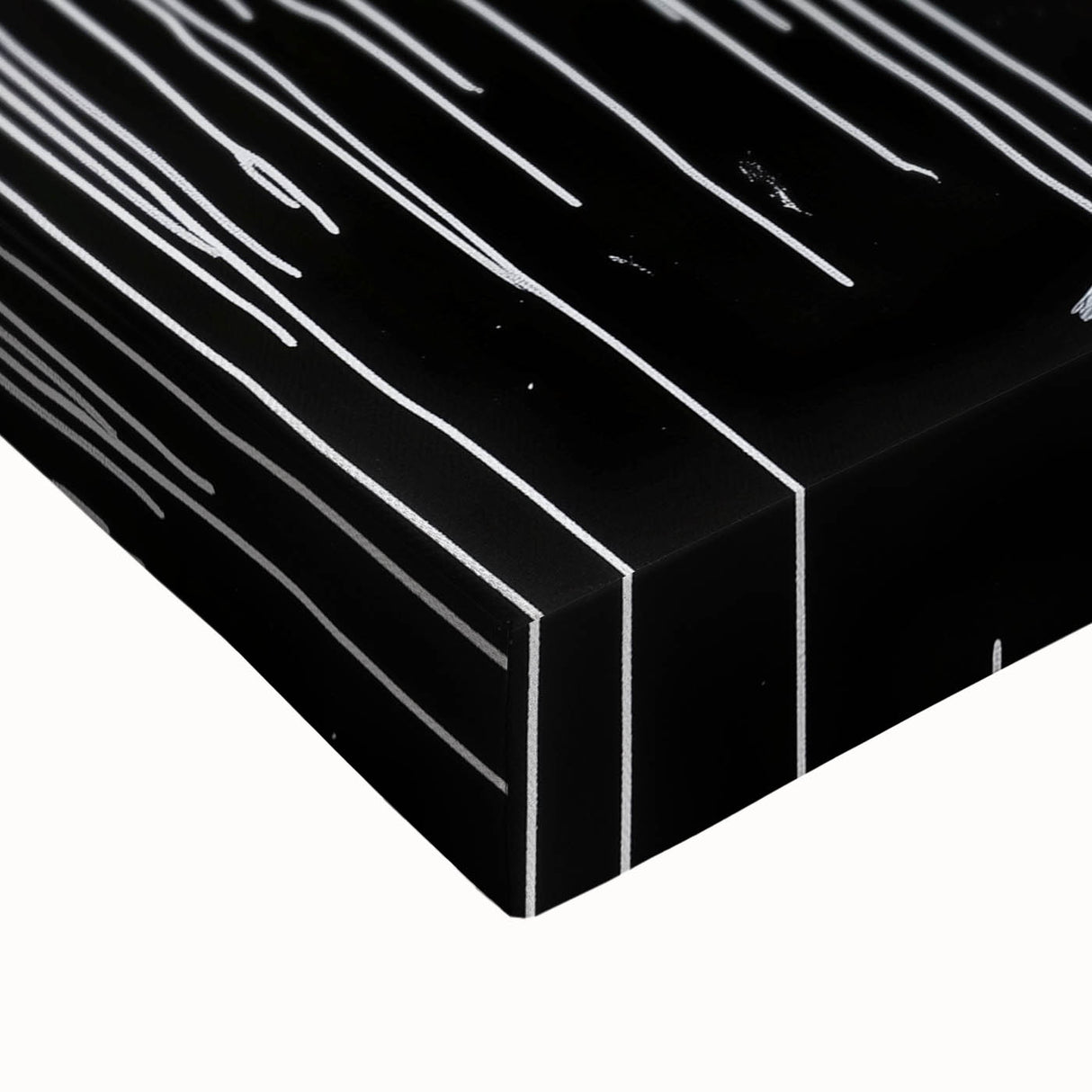 Close-up of a stretched canvas artwork showcasing vibrant abstract floral designs in shades of pink, green, and blue, ideal for modern home decor.