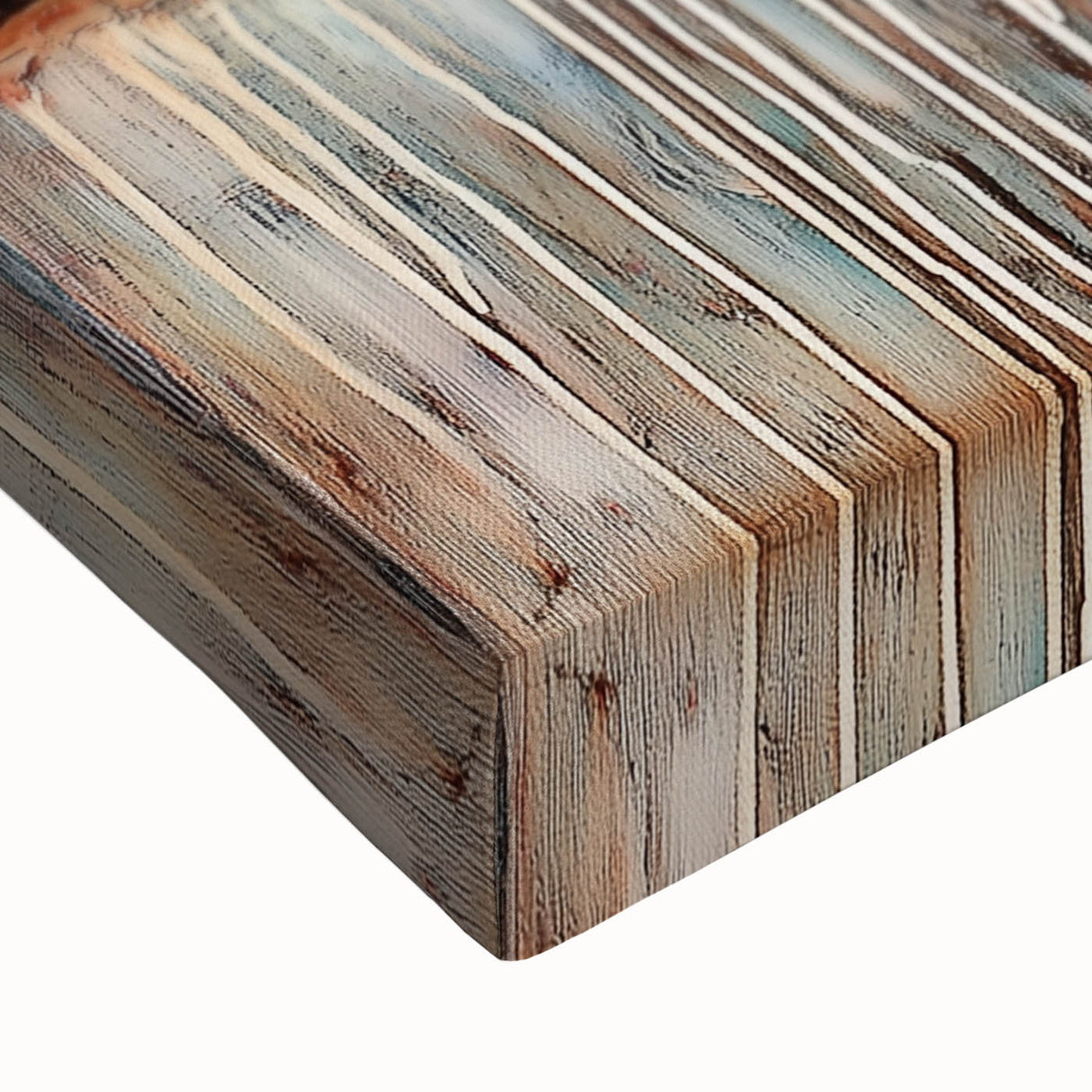 Close-up of an abstract floral stretched canvas artwork showcasing vibrant colors and intricate details, ideal for modern home decor.