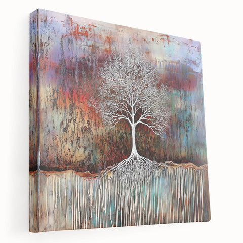 Abstract floral design on a stretched canvas, showcasing vibrant colors and intricate patterns, ideal for modern home decor. The side view highlights the canvas depth and texture, perfect for adding a touch of elegance to any room.