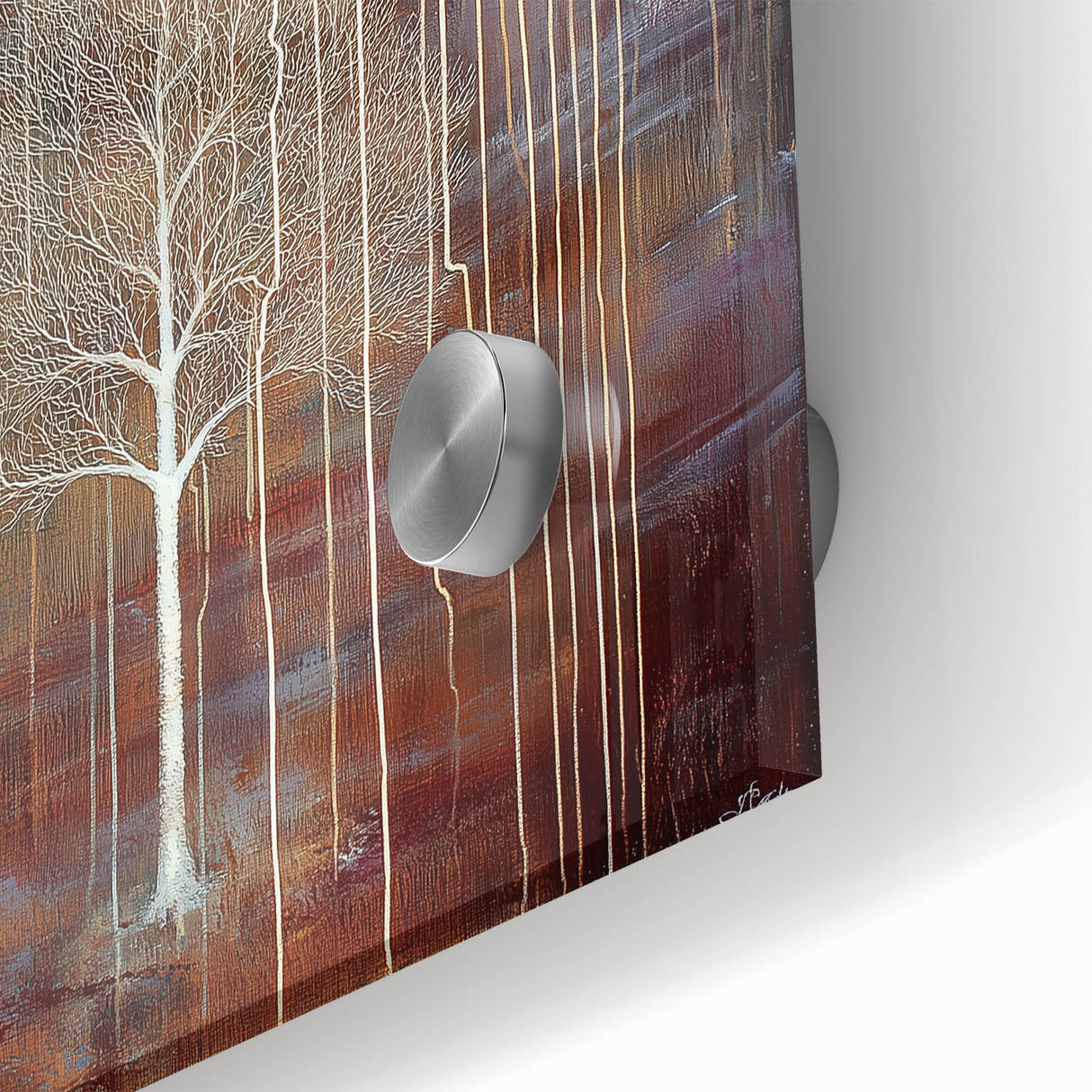 Close-up of an abstract floral acrylic glass artwork showcasing vibrant colors and intricate patterns, perfect for modern home decor. Ideal for art enthusiasts seeking unique wall accents.